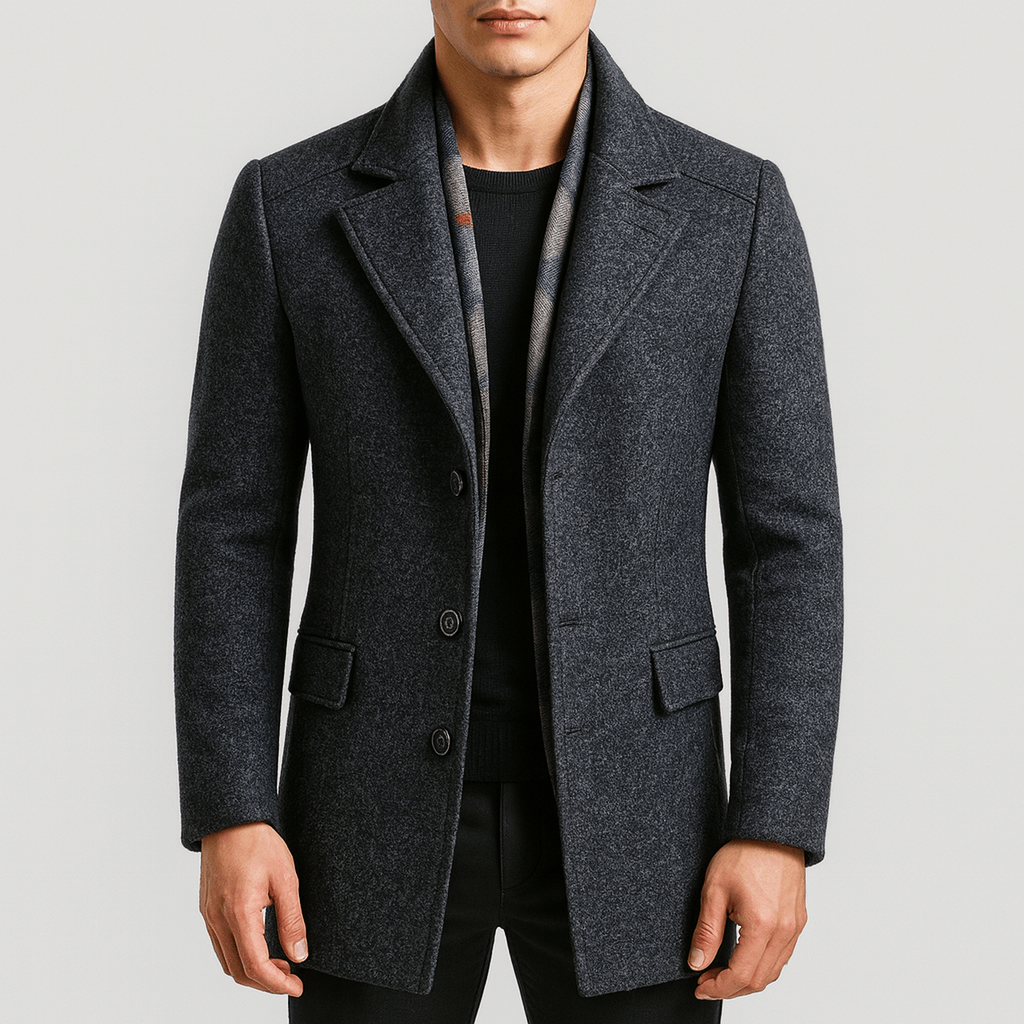 Ethan | Elegant Wool Blend Overcoat for Men