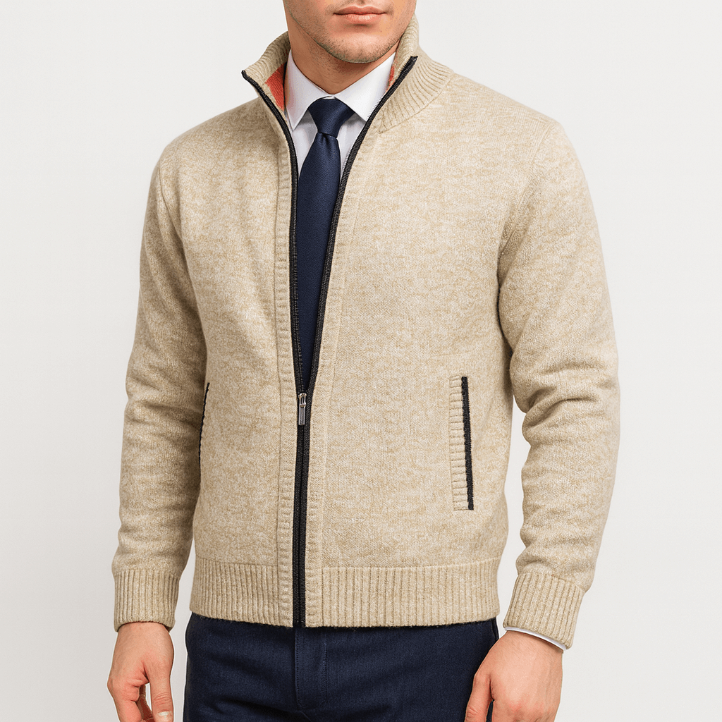 Luke | Zip-Up Cardigan with Stand Collar