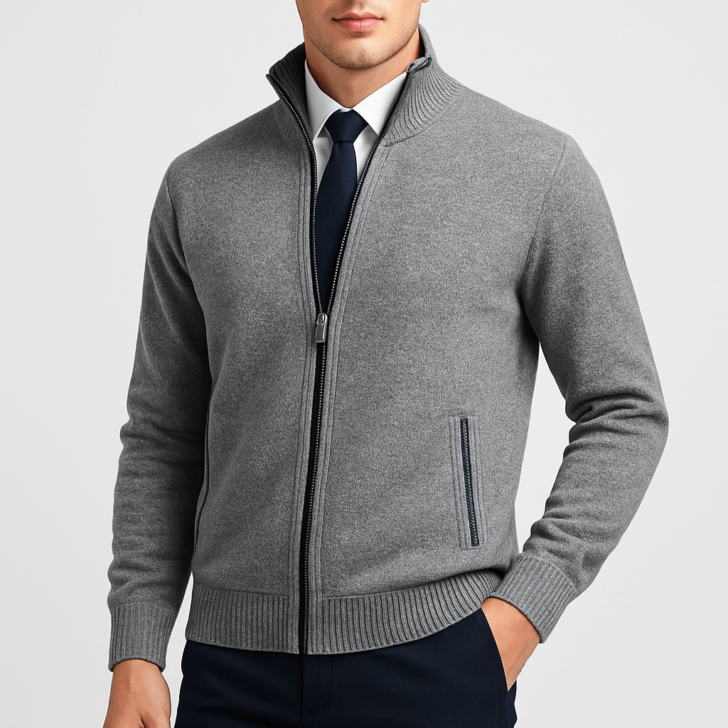 Luke | Zip-Up Cardigan with Stand Collar