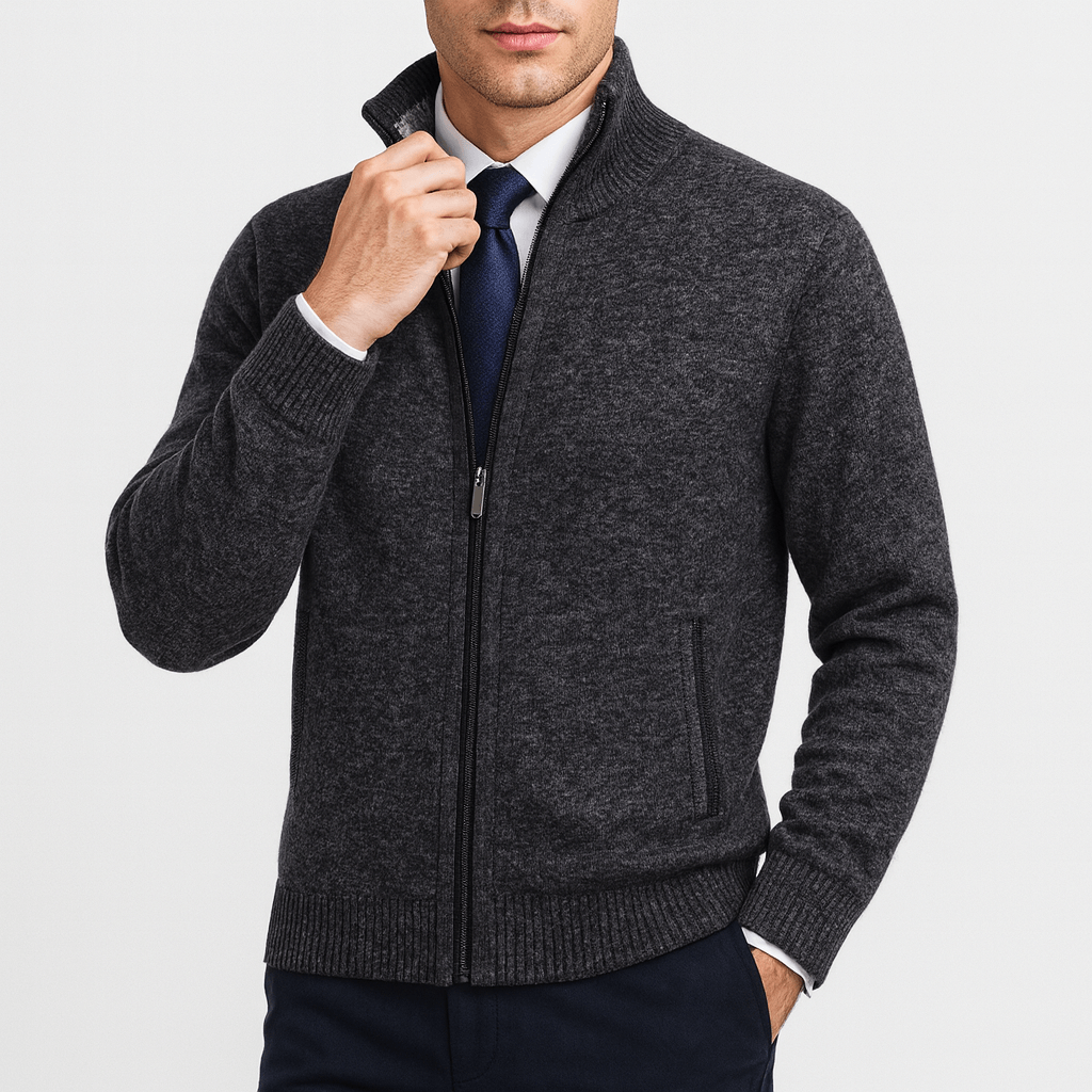 Luke | Zip-Up Cardigan with Stand Collar