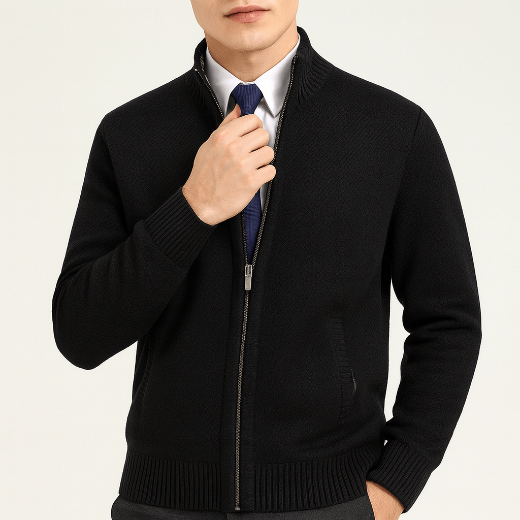 Luke | Zip-Up Cardigan with Stand Collar