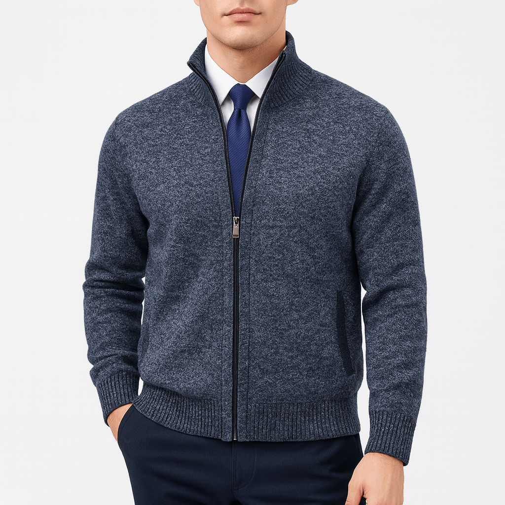 Luke | Zip-Up Cardigan with Stand Collar