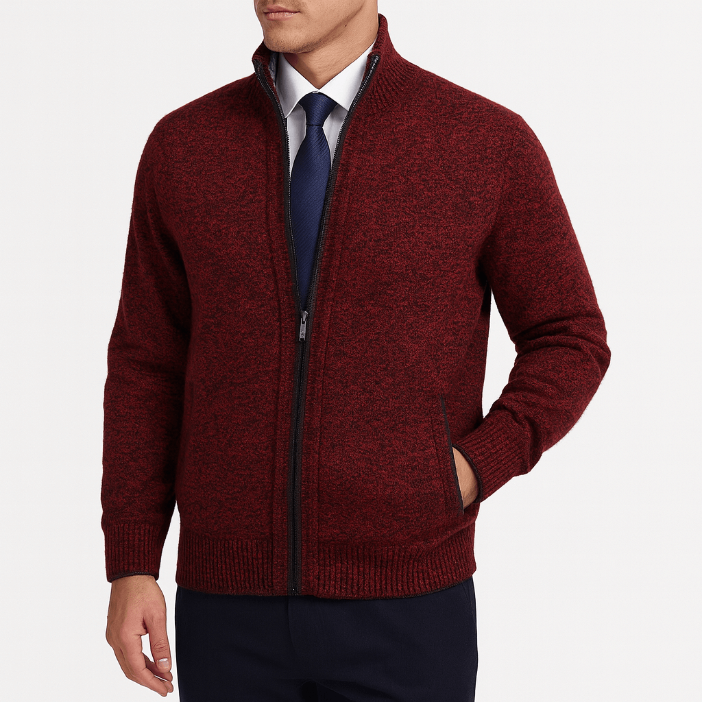 Luke | Zip-Up Cardigan with Stand Collar
