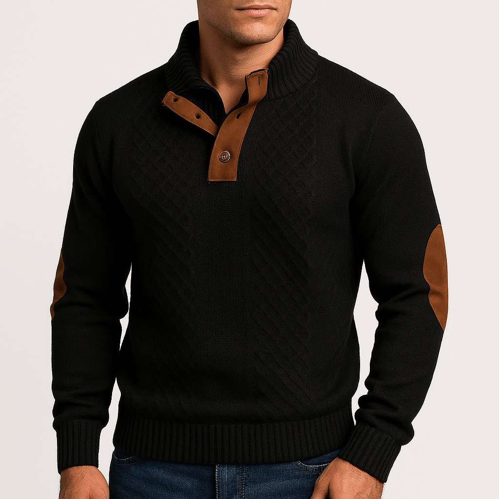 Chris | Zip-Up Sweater with Leather Accents