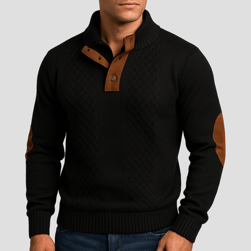 Gavin | Zip-Up Sweater with Leather Accents