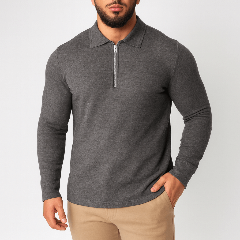 Josh | Zippered Polo Knit Sweater for Men
