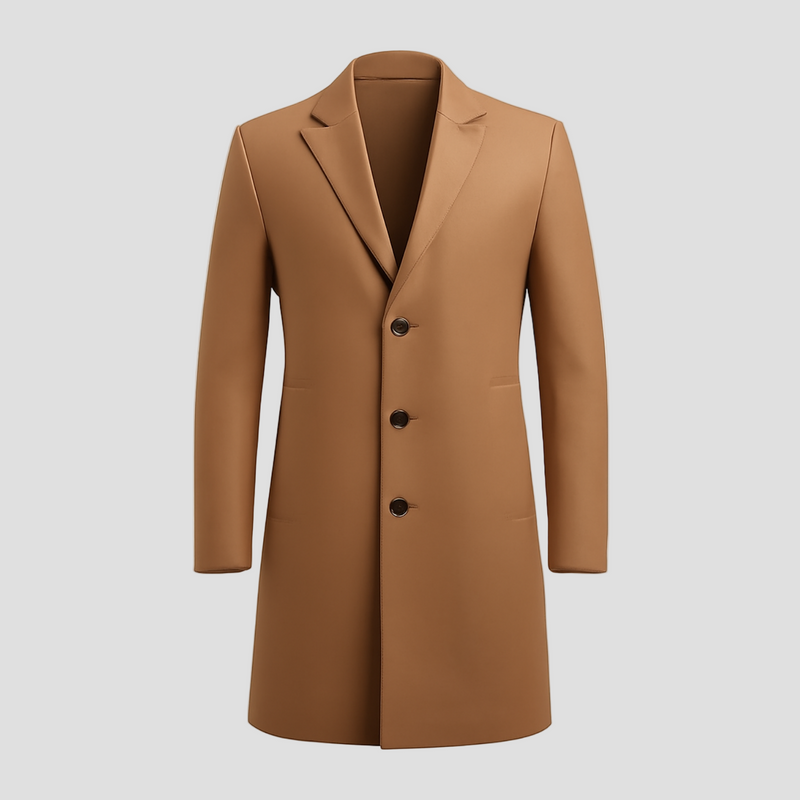 Reese | Solid Notch Lapel Single-Breasted Mid-Length Coat