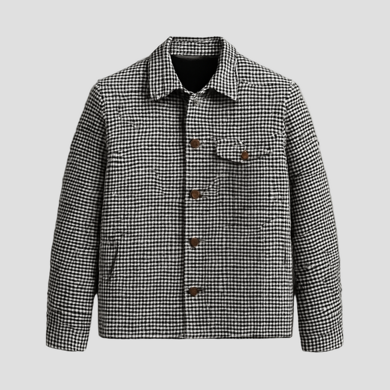 Reagan | Vintage Houndstooth Lapel Single-Breasted Shirt Jacket