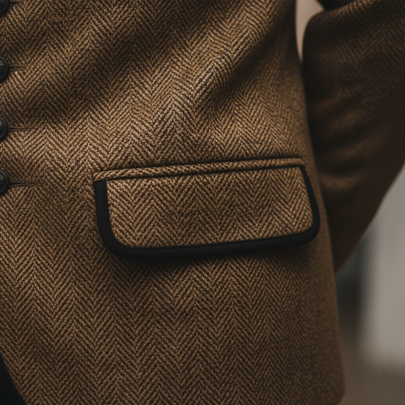 Harrison | Retro Herringbone Wool Coat