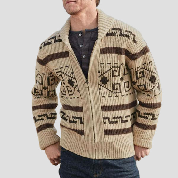 Sterling | Geometric Lapel Sweater Knit Cardigan