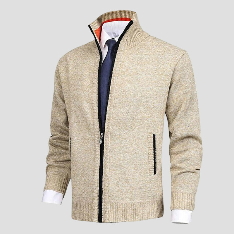 Alden | Solid Stand Collar Knit Cardigan