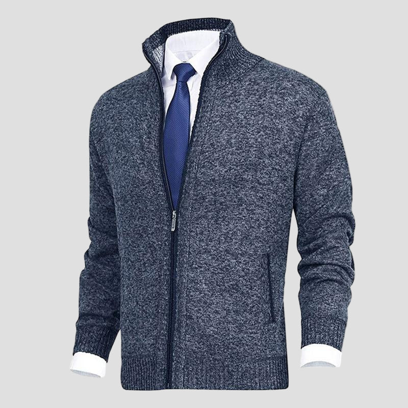Alden | Solid Stand Collar Knit Cardigan
