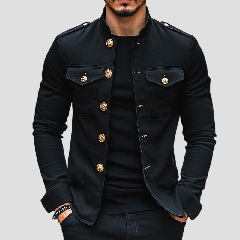 Davis | Vintage Casual Solid Stand Collar Button Jacket