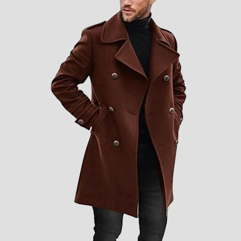 Brooks | Lapel Double-Breasted Mid-Length Coat