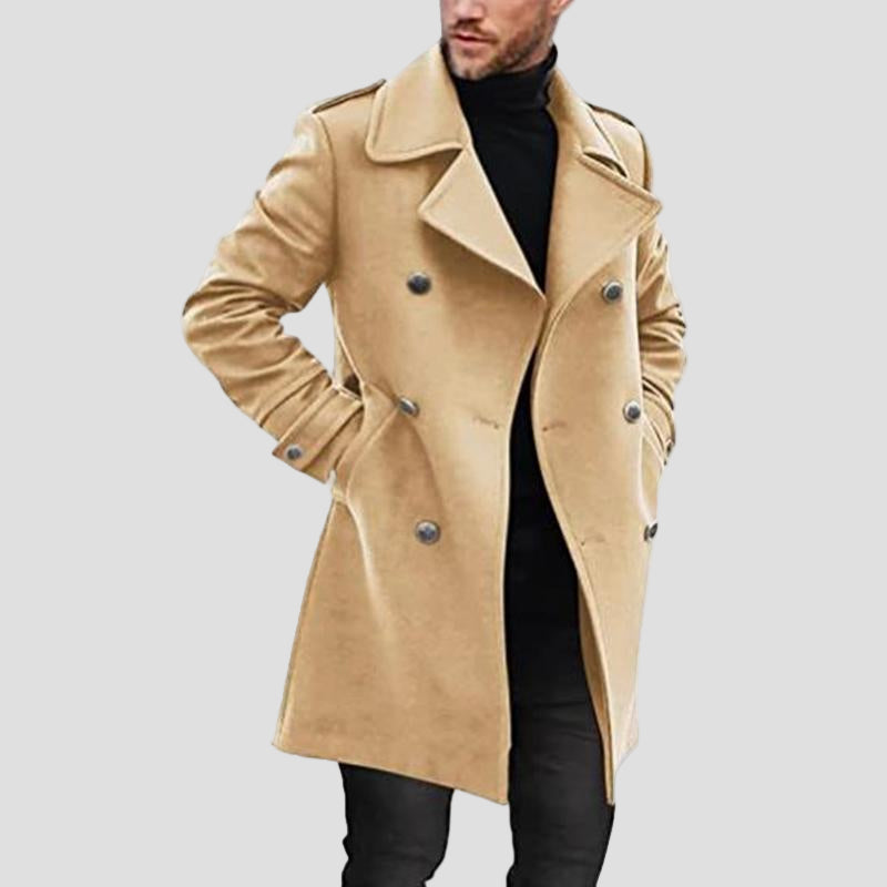 Brooks | Lapel Double-Breasted Mid-Length Coat