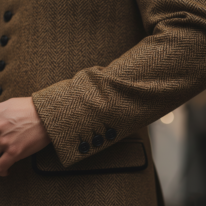 Harrison | Retro Herringbone Wool Coat