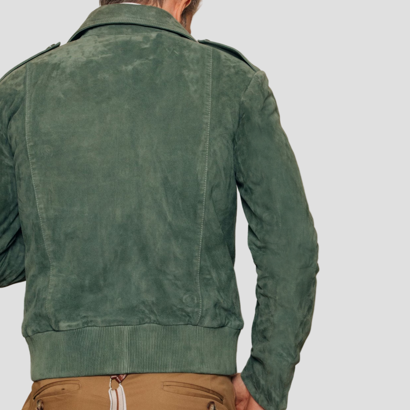 Calder | Retro Lapel Zipper Breast Pocket Suede Jacket