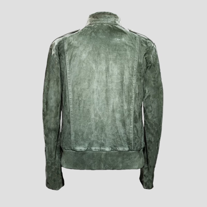 Calder | Retro Lapel Zipper Breast Pocket Suede Jacket