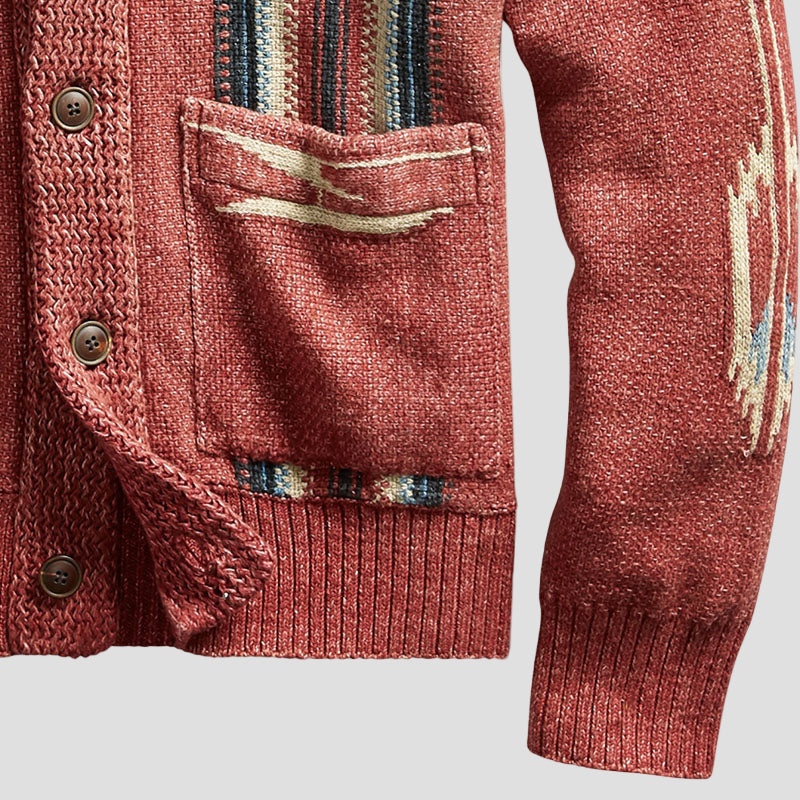 Tate | Vintage Jacquard Lapel Knit Cardigan