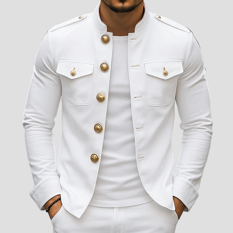 Davis | Vintage Casual Solid Stand Collar Button Jacket