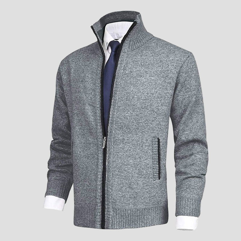 Alden | Solid Stand Collar Knit Cardigan