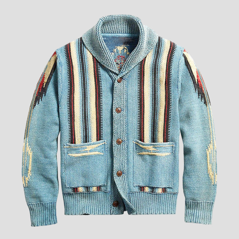 Tate | Vintage Jacquard Lapel Knit Cardigan