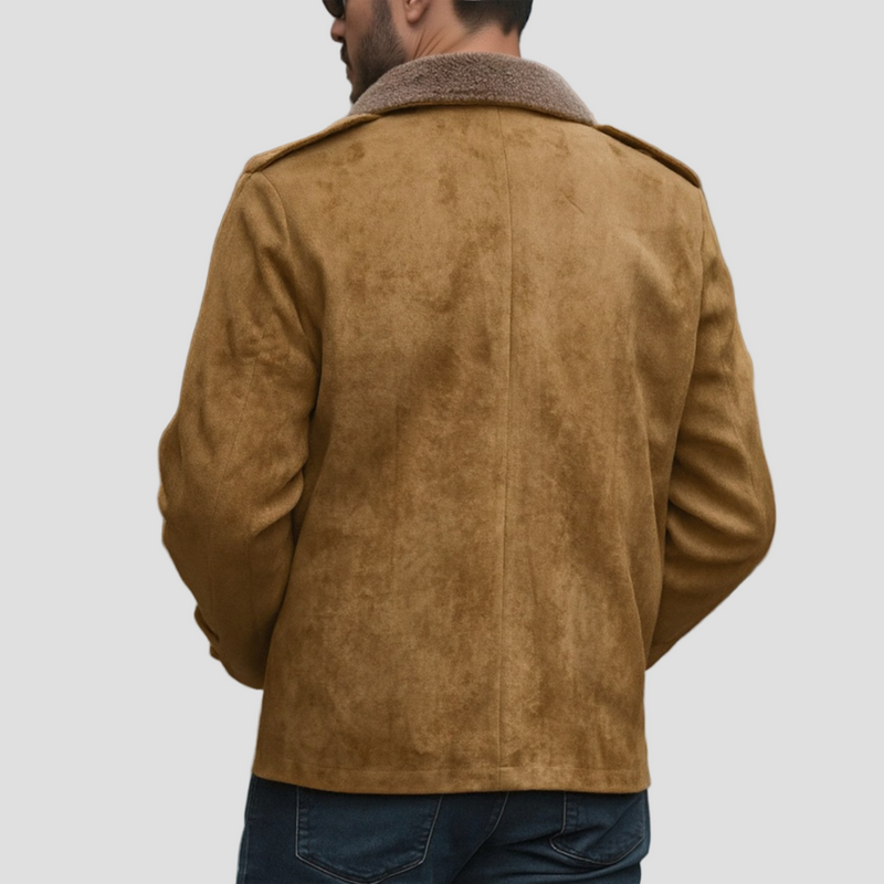 Briggs | Vintage Suede Fleece Collar Patchwork Multi-Pocket Zipper Coat