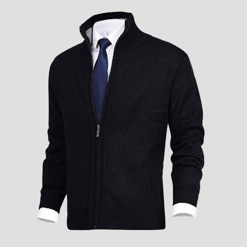 Alden | Solid Stand Collar Knit Cardigan
