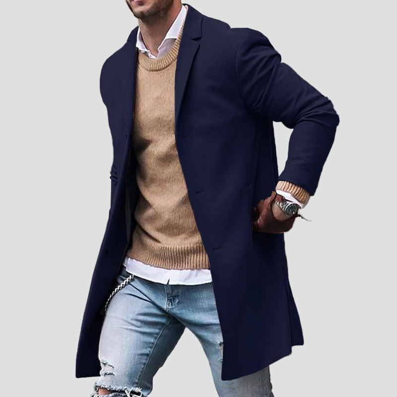 Warren | Notch Lapel Single-Breasted Mid-Length Coat