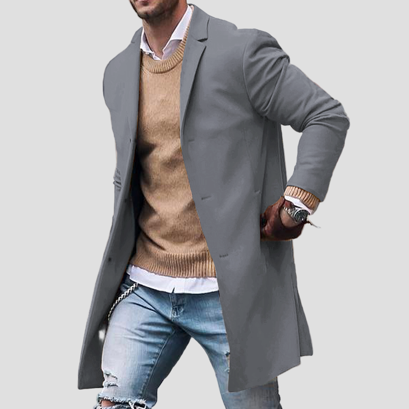 Warren | Notch Lapel Single-Breasted Mid-Length Coat
