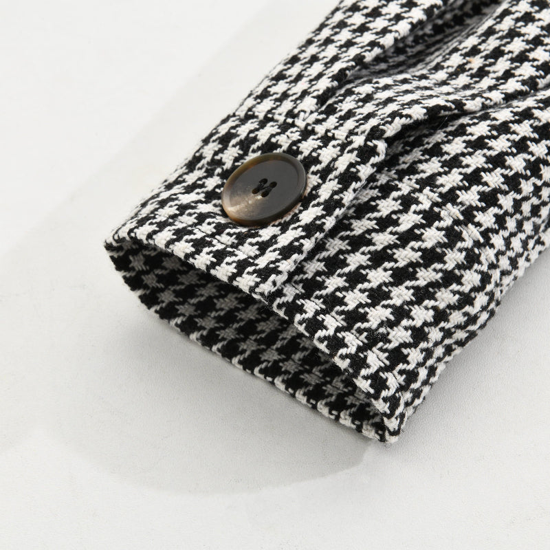 Reagan | Vintage Houndstooth Lapel Single-Breasted Shirt Jacket