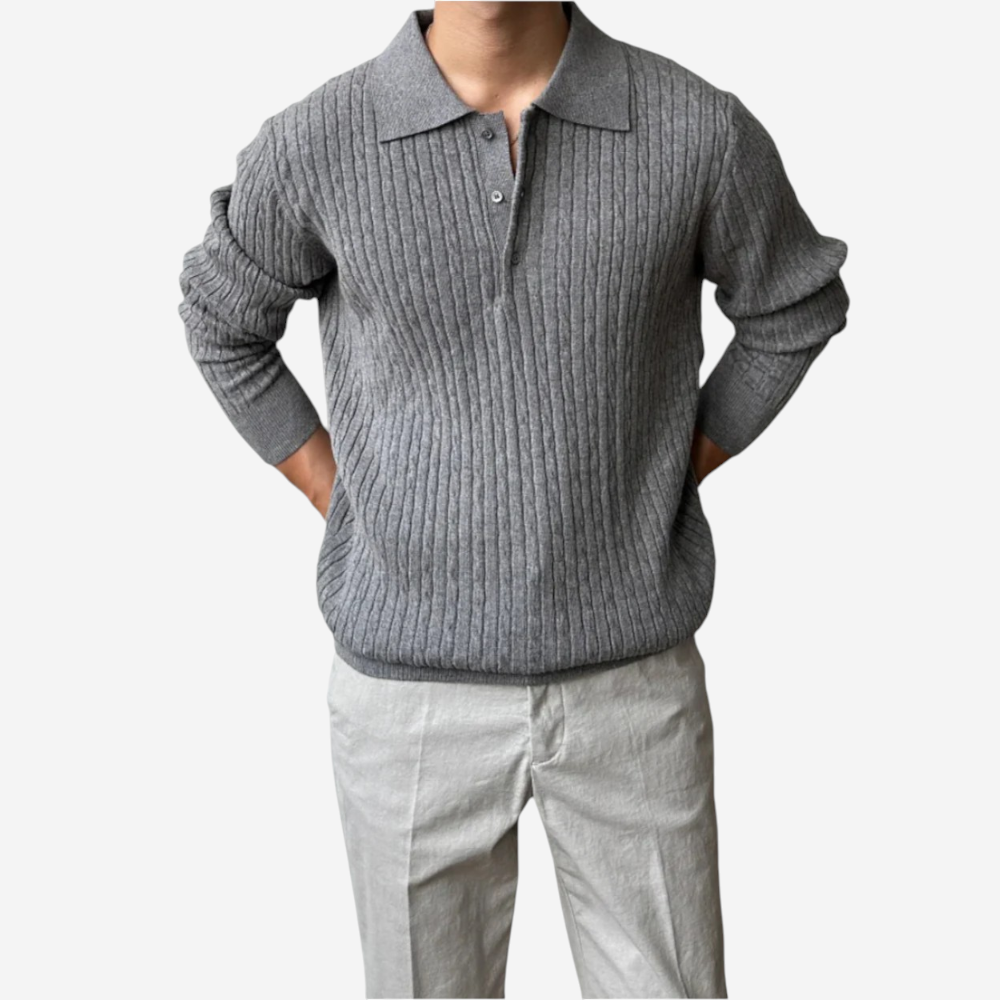 Mike | Cable Knit Polo Sweater for Men