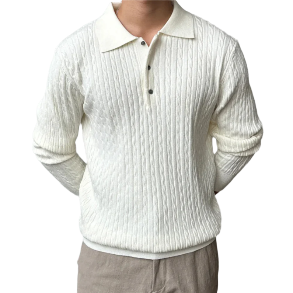 Mike | Cable Knit Polo Sweater for Men