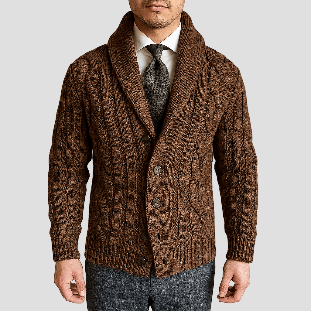 Bennett | Cable Knit Shawl Cardigan Sweater