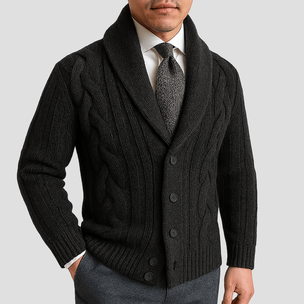 Bennett | Cable Knit Shawl Cardigan Sweater