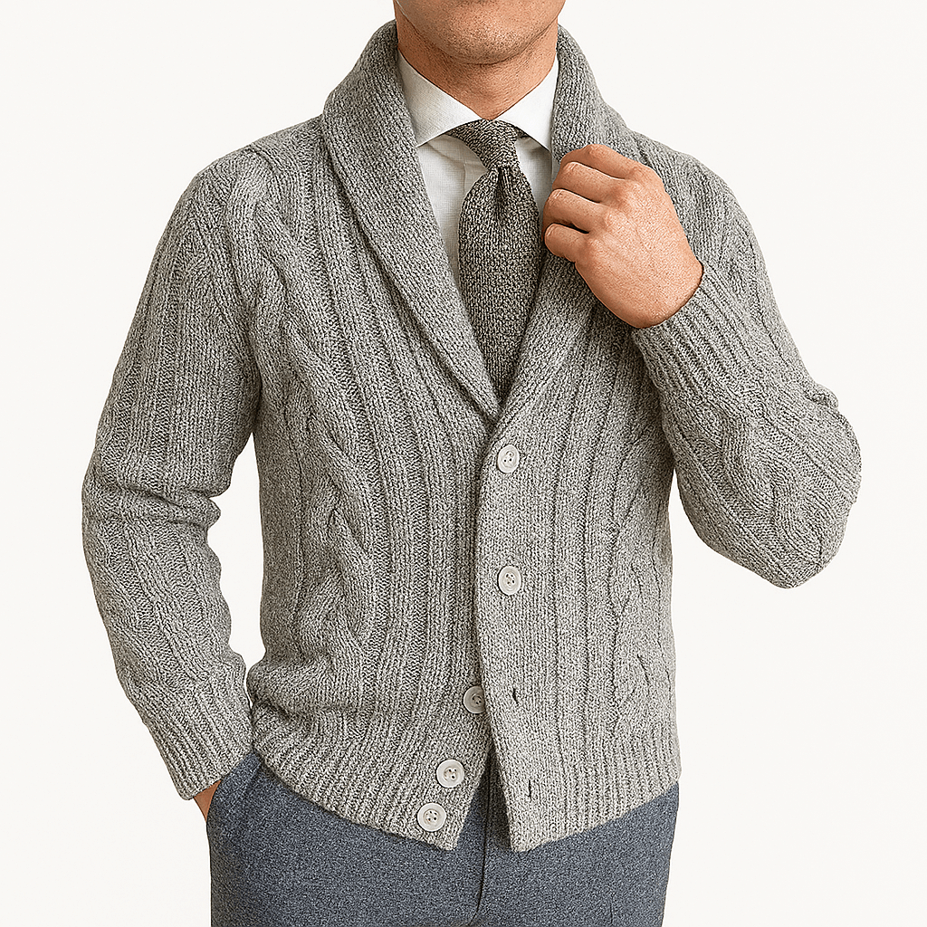 Josh | Cable Knit Shawl Cardigan Sweater for Men