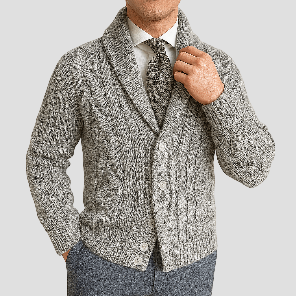 Bennett | Cable Knit Shawl Cardigan Sweater