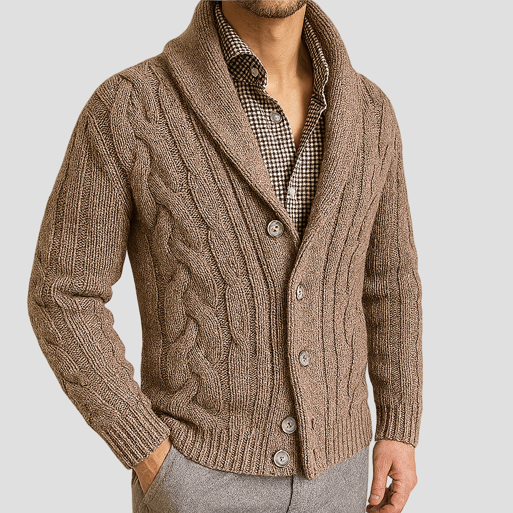 Bennett | Cable Knit Shawl Cardigan Sweater