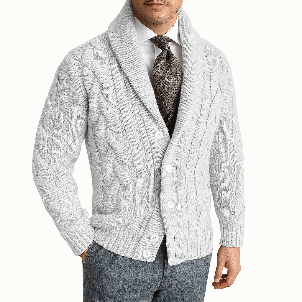 Josh | Cable Knit Shawl Cardigan Sweater for Men