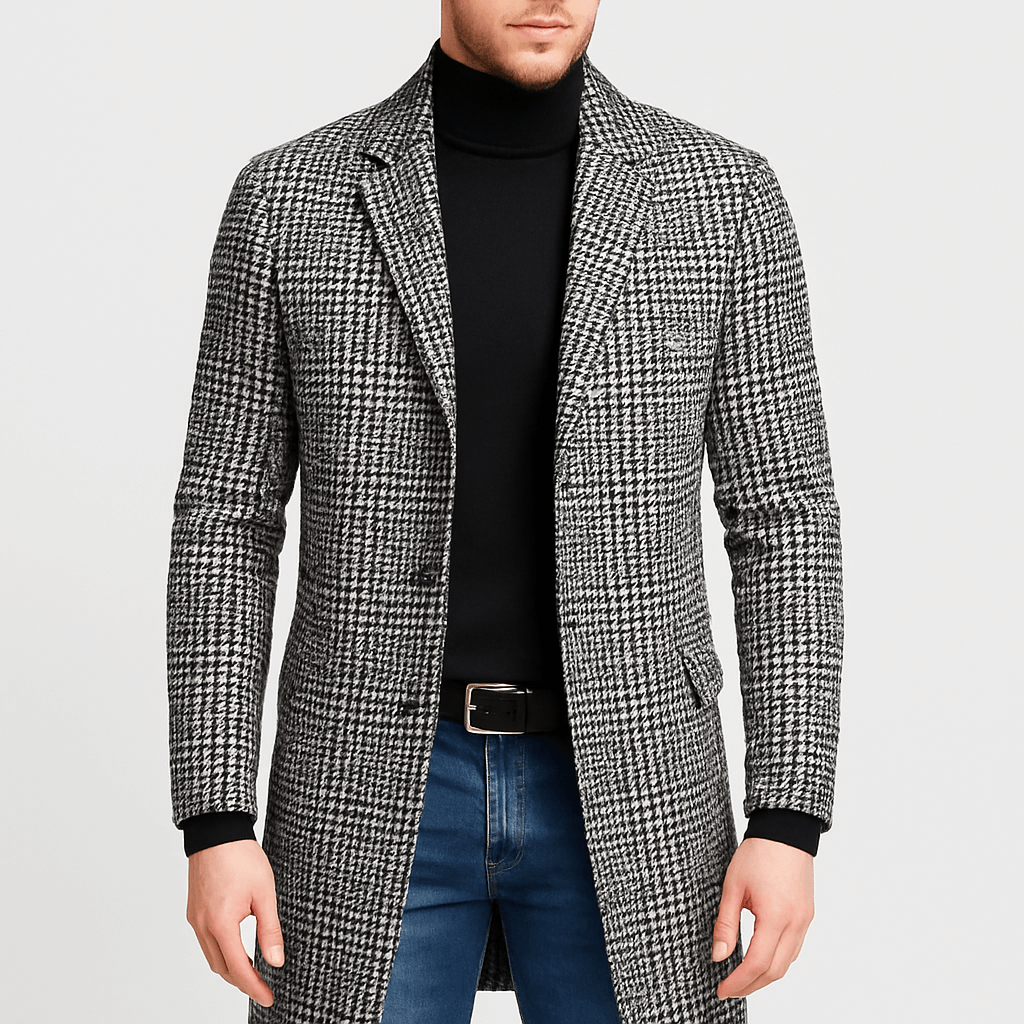 Ethan | Checkered Trench Coat for Men