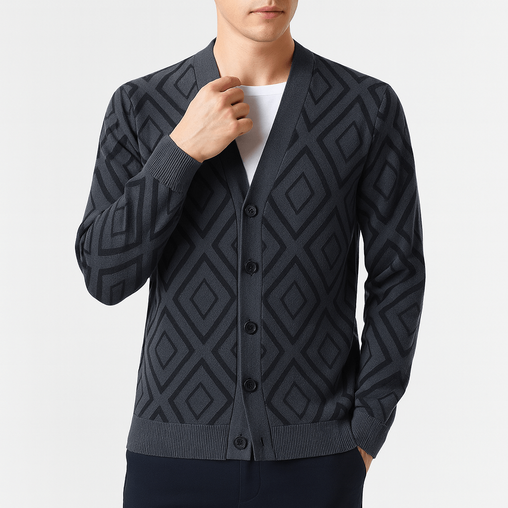 Ryan | Jacquard Slim Fit Cardigan for Men