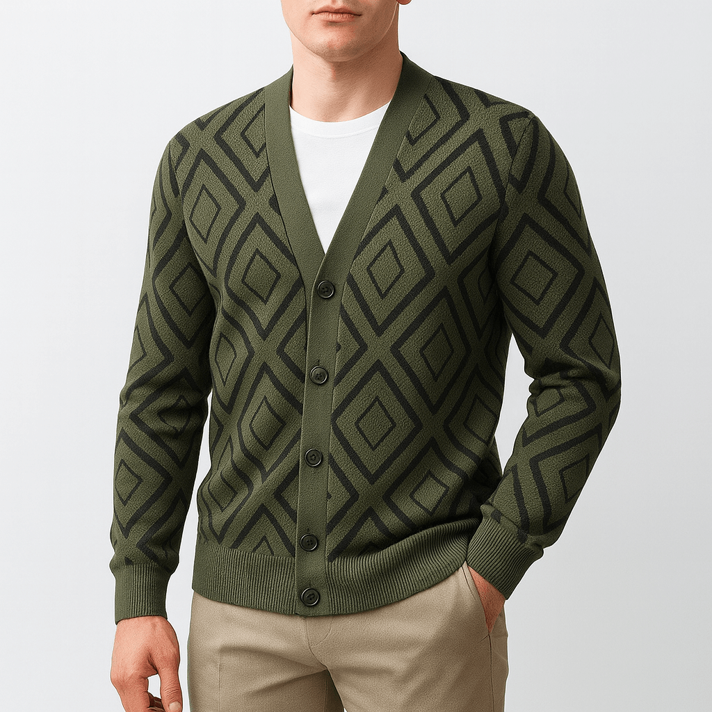 Ryan | Jacquard Slim Fit Cardigan for Men
