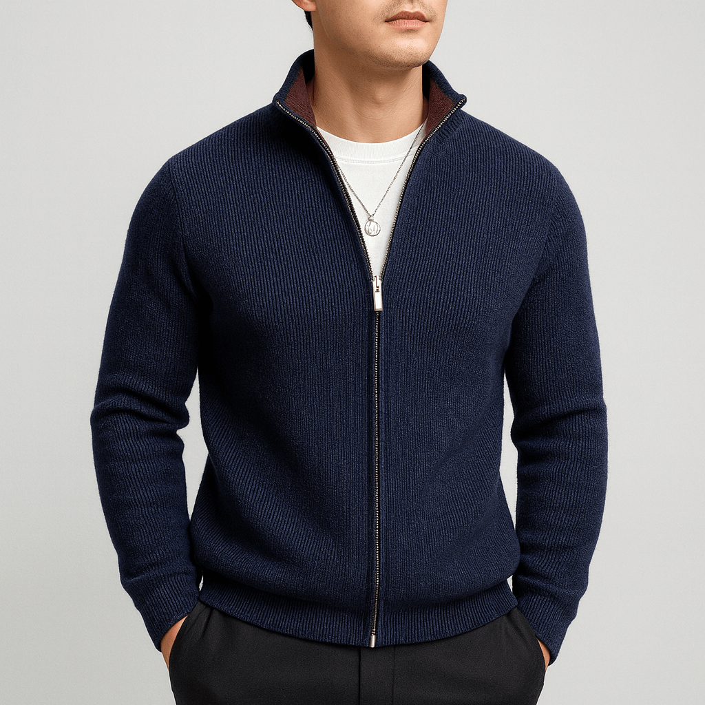 Tom | Cozy Knitted Zip Sweater for Men