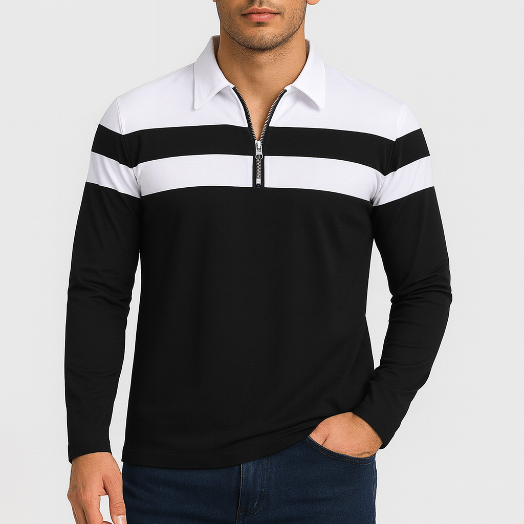 Josh | Long Sleeve Zip-Collar Polo Shirt