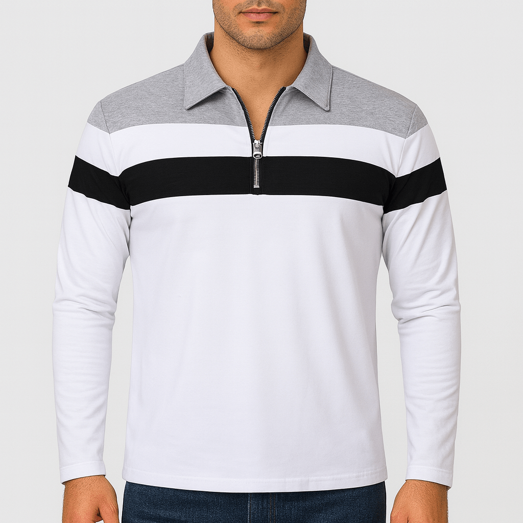 Josh | Long Sleeve Zip-Collar Polo Shirt