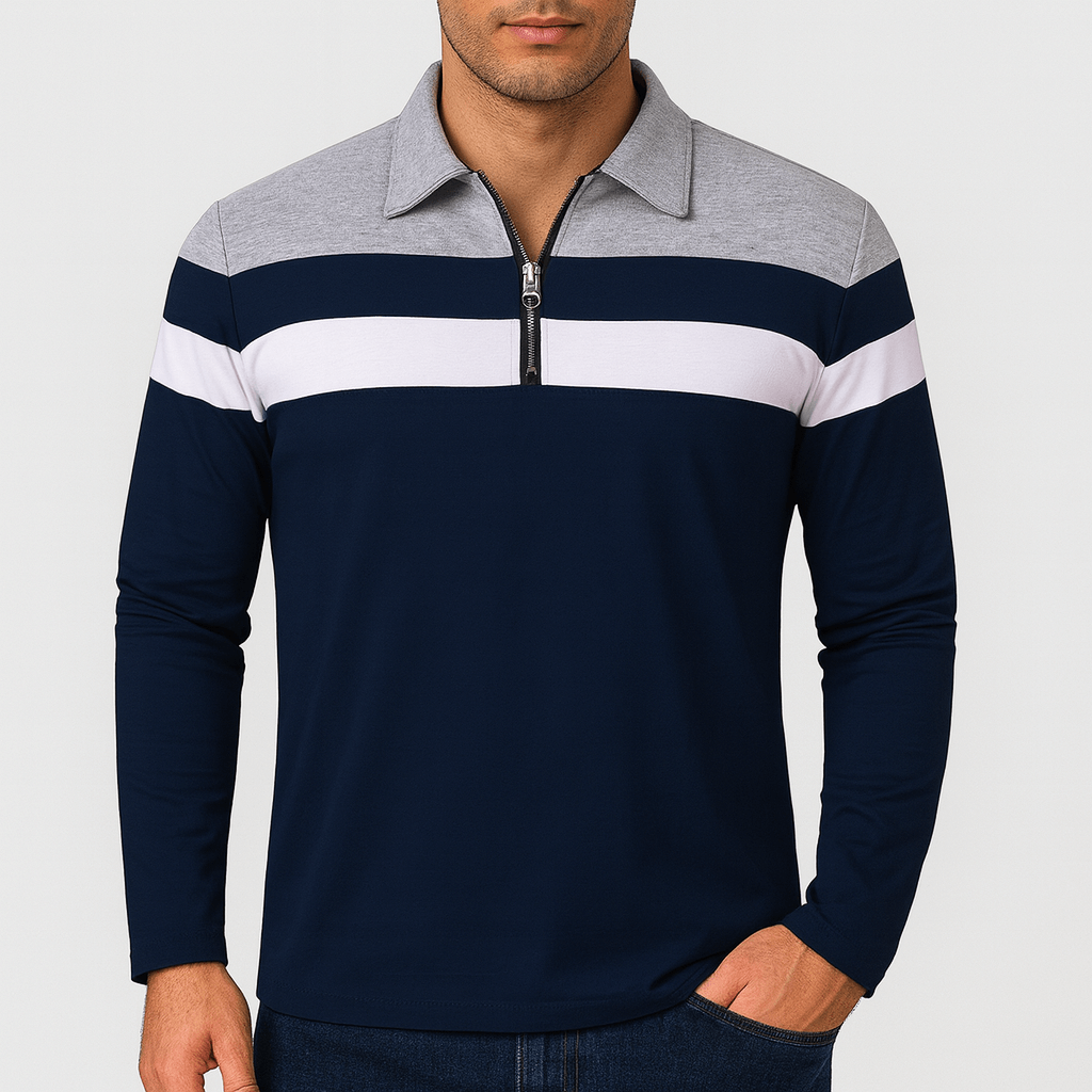 Josh | Long Sleeve Zip-Collar Polo Shirt