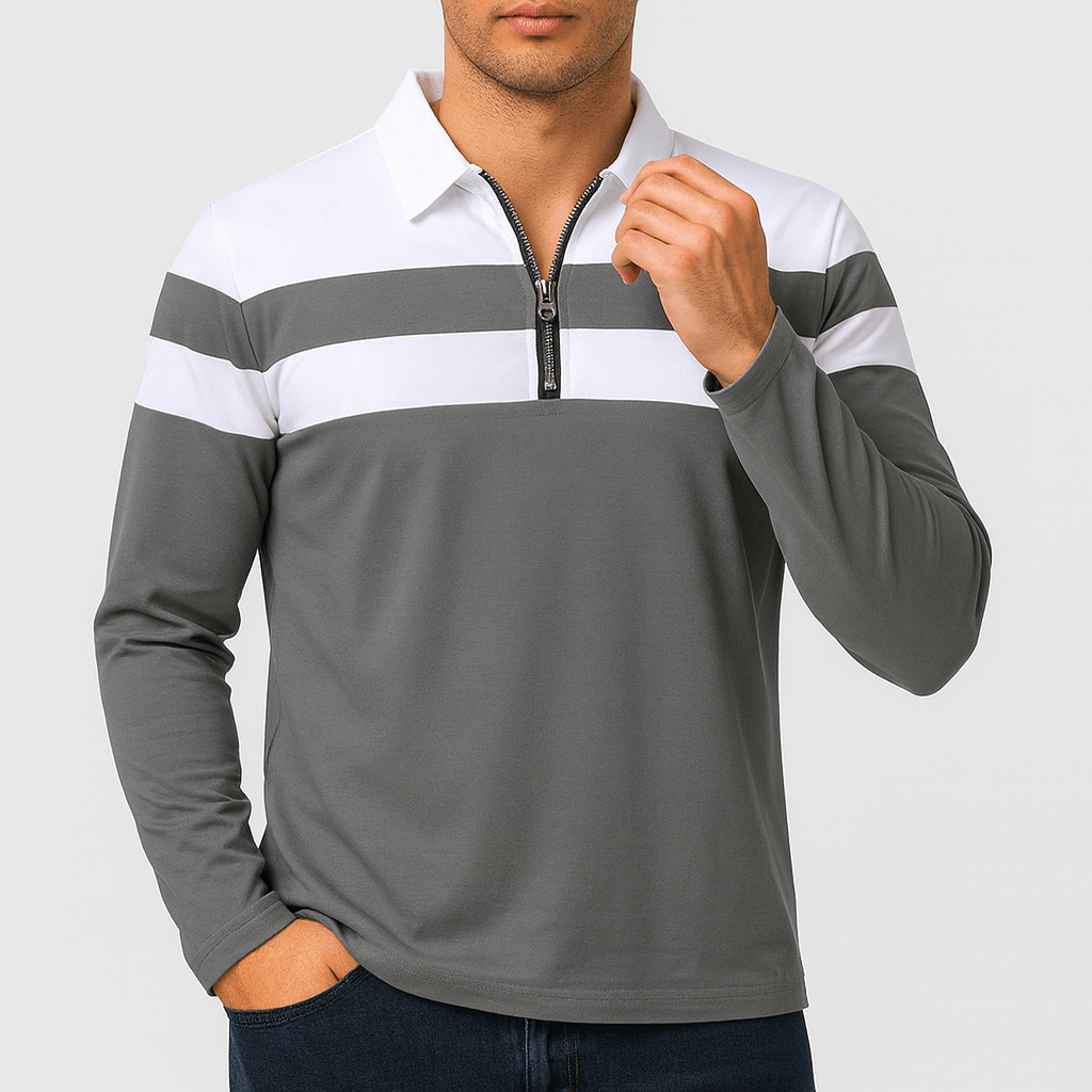 Josh | Long Sleeve Zip-Collar Polo Shirt