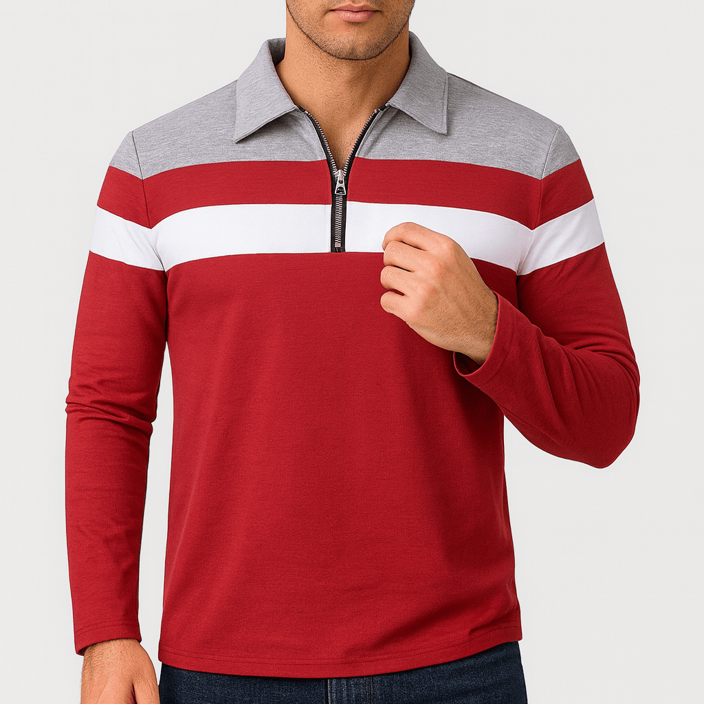 Josh | Long Sleeve Zip-Collar Polo Shirt