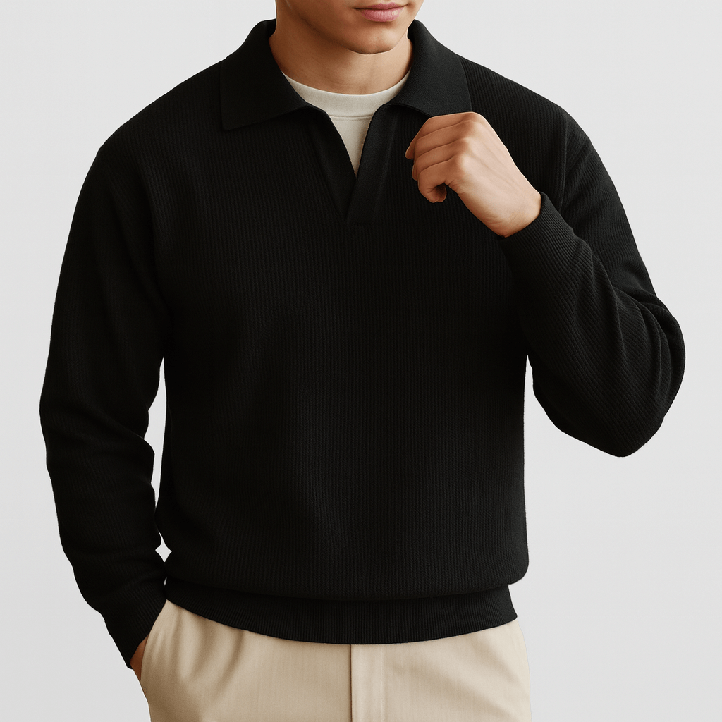 Josh | Waffle Knit Polo Sweater for Men
