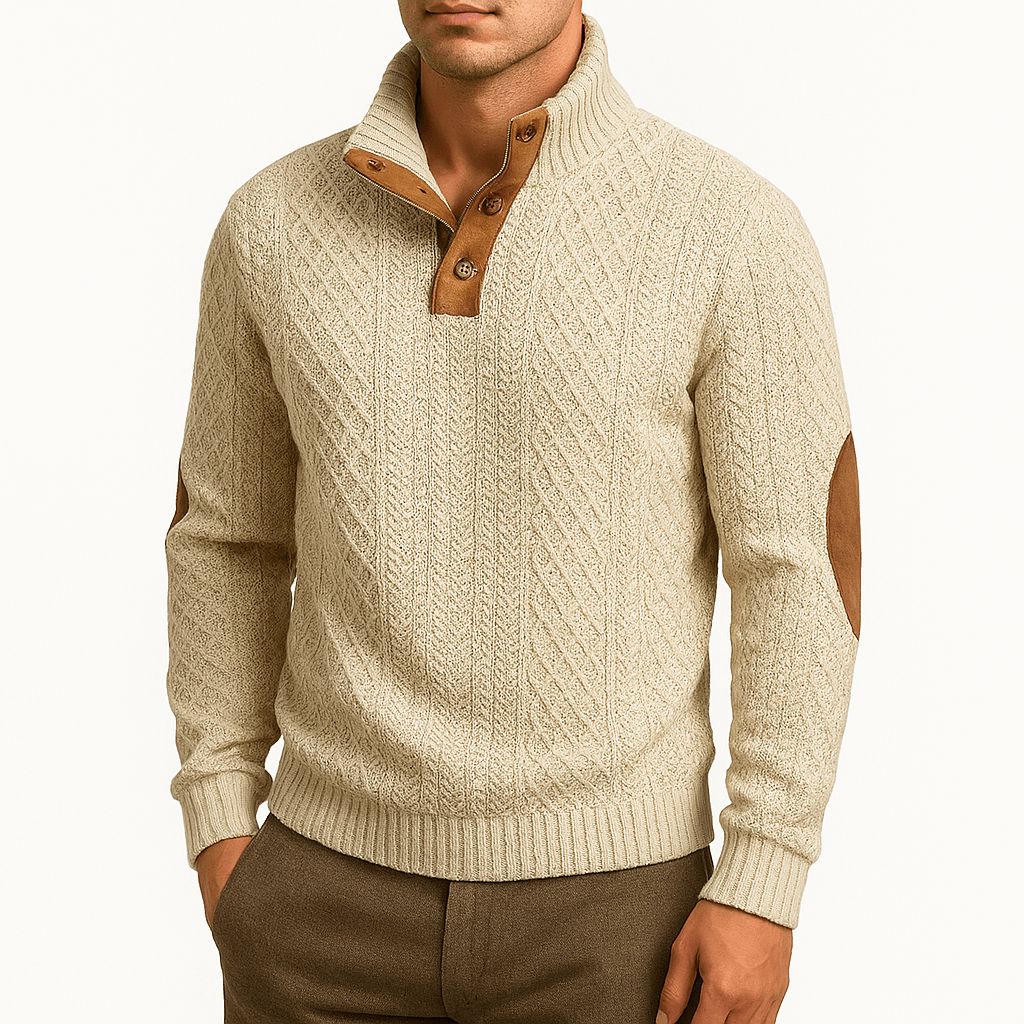 Chris | Zip-Up Sweater with Leather Accents